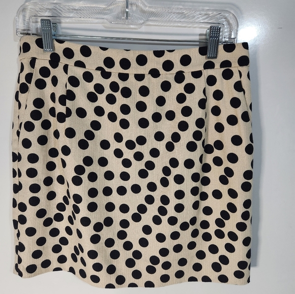 J Crew Polka Dot Skirt - Black and Cream, Size 4 - Picture 1 of 7